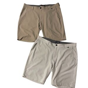 TravisMathew Tech Golf Shorts Set of 2 Khaki Tan Size 38 Performance Stretch